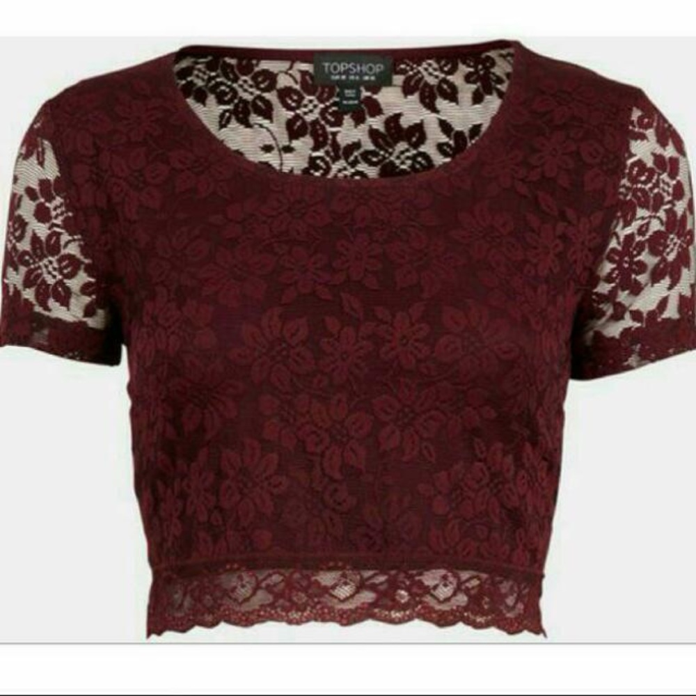 Topshop Burgundy Lace Crop Top
